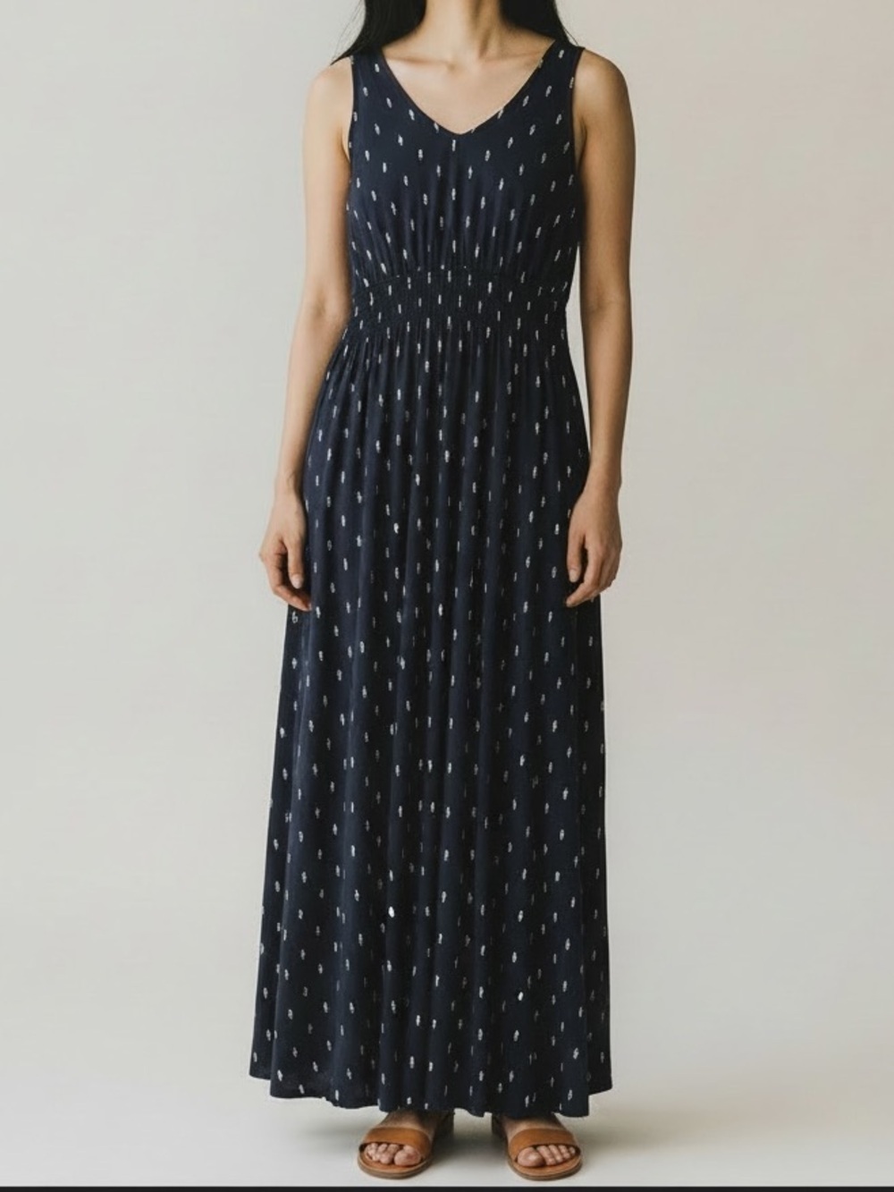 Garnet Hill Easy Smocked Maxi Dress